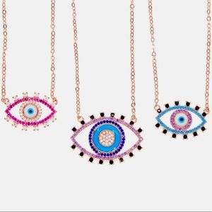 LUCKY Evil Eye 👁 Charm Necklace By Rosie B. NWT